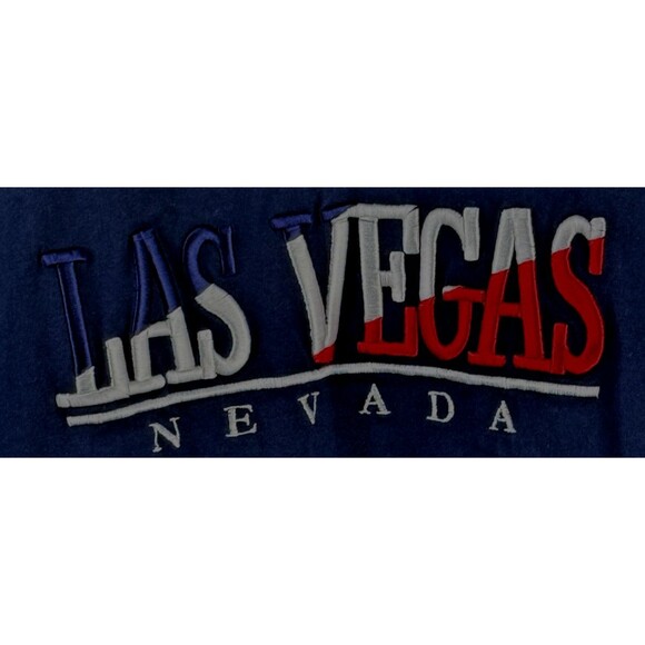 Las Vegas Blue T-Shirt Red White Embroidered Short Sleeve Tee Men’s Large Cotton - Picture 3 of 4